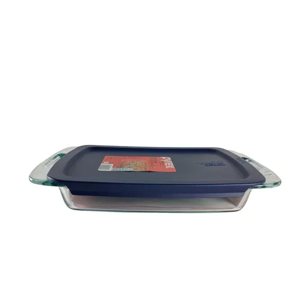 Pyrex Easy Grab Glass Casserole Baking Dish 3qt. 13x9x2 W/Blue Lid New - Picture 3 of 8
